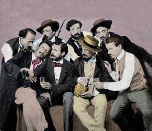 Portrait group of artists (Macchiaioli) in Florence