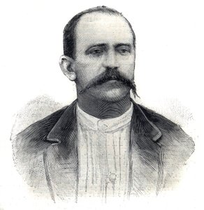 Portrait of Albert Nebout, French explorer in Africa. Engraving in 