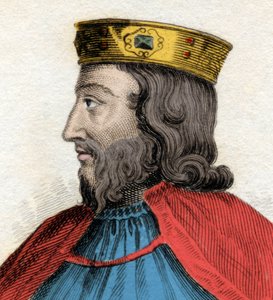 Portrait of Clovis I (466-511), King of the Franks. 19th Century Engraving