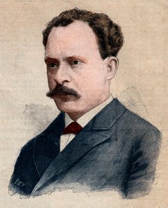 Portrait of Eugene Turpin (1848-1927), chemist specializing in explosives. Engraving in 