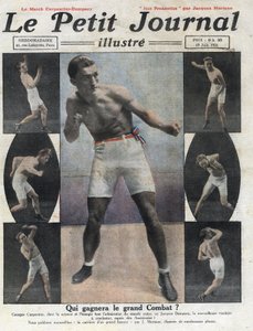 Portrait of French boxer Georges Carpentier who will fight American boxer Jack Dempsey for the title of World Champion. Illustration taken from 