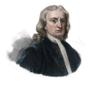 Portrait of Isaac Newton, philosopher and mathematician in Portraits et histoire des hommes utile: hommes et femmes de tous pays et de tous conditions, qui acquis des droits à la recognition des hommes published and propagated by the Societe.