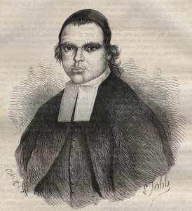 Portrait of Louis Bonafous, in religion Frere Leotade, accused of raping and murder. He died at the Toulon Bagne on 27 Jan. 1850. Engraving in 