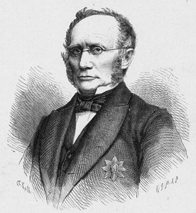Portrait of Ludwig Windthorst, German Catholic politician. Engraving in 