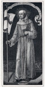 Portrait of Saint John of Capistran, Italian Franciscan. From the 15th century painting by Bartolomeo Vivarini. Engraving in 