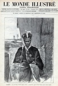 Portrait of Tofa I, King of Dahomey to Porto Novo. Engraving in 