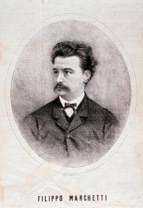 Portrait of Italian composer Filippo Marchetti. Engraving. 19th century. Milanese private collection