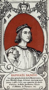 Portrait of the Italian Renaissance painter Raphael. Engraving from 1914. by Anonymous Anonymous