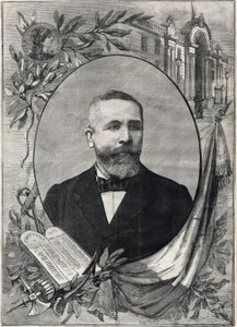 Portrait of the new French president Emile Loubet elected on 18 February 1899. Engraving. In 