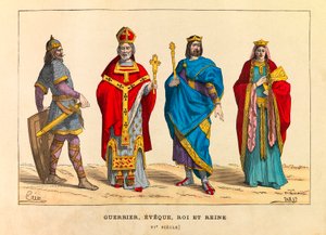 Portraits and Costumes of a Warrior, a Bishop, a King and a Queen in the 6th Century