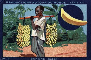 Productions around the world: Banana in Gabon. Chromolithography of 1933 in Joseph-Milliat Album. by Anonymous Anonymous