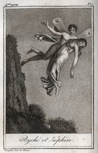 Psyche carried away by Zephyr. Engraving from 1819 in 