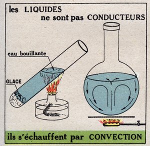 Radiation and conductibility: liquids are not conductive, they heat up by convection