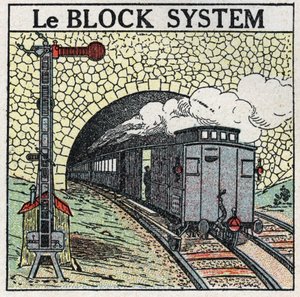 Railways: the block system uses around major cities to avoid collisions. Anonymous illustration from 1925. Private collection. by Anonymous Anonymous