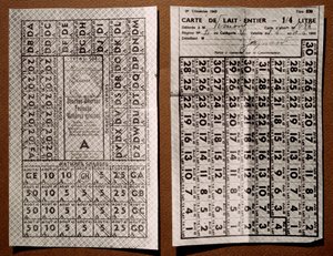 Rationing ticket after the French defeat of the Second World War. Milk Distribution Map