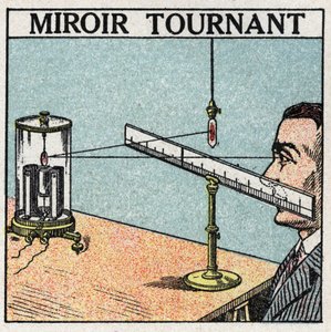 Reflection of light: revolving mirror. Anonymous illustration of 1925. Private collection. by Anonymous Anonymous
