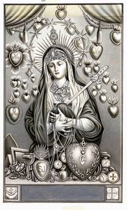 Representation of the Virgin of Pain, Mater Dolorosa - Early 20th century pious image - Private collection by Anonymous Anonymous