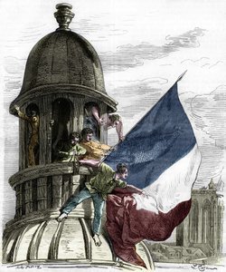 Revolution of 1830: the tricolor flag on the town hall. by Anonymous Anonymous
