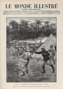 Second Dahomey War (1892-1894): death of the French commander Faurax during the Battle of Dogba on 19 September 1892 in Dahomey (now Benin). A newspaper. Engraving in 