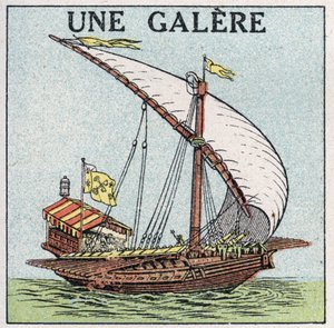 Ships and ships: a galley. Anonymous illustration of 1925. Private collection. by Anonymous Anonymous