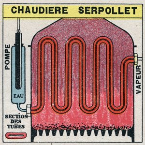 Steam generators: cross section of a boiler serpollet. Anonymous illustration from 1925. Private collection.