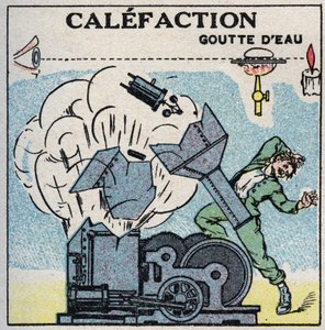 Steam generators: explosion of a boiler caused by the calefaction. Anonymous illustration from 1925. Private collection. by Anonymous Anonymous