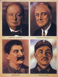 The Allied leaders of World War II - Winston Churchill, Franklin Delano Roosevelt, Joseph Stalin and Chiang Kai Shek - 1943 by Anonymous Anonymous