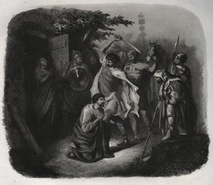 The Decollation of Saint Julian (Martyrdom). Engraving from 1846 in Lives of the saints. Private collection