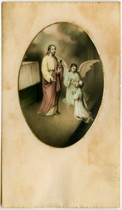 The Eucharist, Holy Communion, the Sacrament of the Altar: a child in front of Jesus (engraving) by Anonymous Anonymous