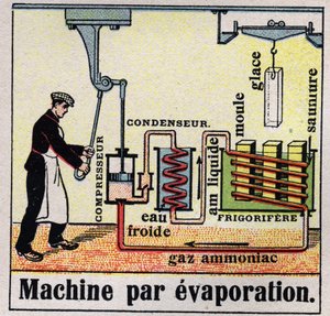 The cold industry: cross section of an evaporation machine. Anonymous illustration from 1925. Private collection. by Anonymous Anonymous