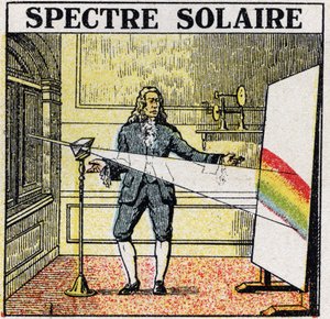 The Colours: Solar Spectrum Studied by Isaac Newton (1642-1727). Anonymous Illustration from 1925. Private Collection by Anonymous Anonymous
