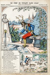 The Deer Seeing Themselves in the Water. Anonymous Illustration for 