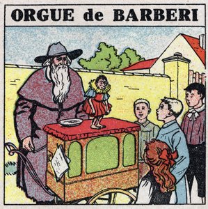The effects of music: a prickly organ player and a monkey entertain children on a street. Anonymous illustration from 1925. Private collection. by Anonymous Anonymous