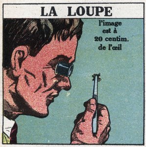 The First Optical Instruments: The Magnifying Glass. Anonymous Illustration from 1925. Private Collection. by Anonymous Anonymous