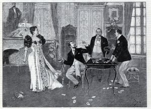 Theatrical representation: The Systeme Ribadier, vaudeville by Georges Feydeau (1862-1921) and Maurice Hennequin (1863-1926) at the Theatre du Palais-Royal in Paris. Engraving in Le monde illustree of 1892. Private collection by Anonymous Anonymous