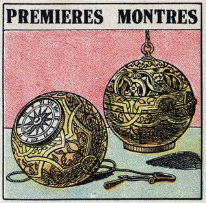 Time: first watches of the 15th century. Anonymous illustration of 1925. Private collection. by Anonymous Anonymous