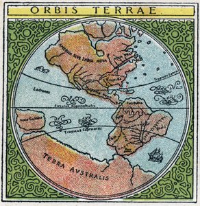 Time: orbis terrae. The globe with Ecuador and the tropics. Anonymous illustration from 1925. Private collection. by Anonymous Anonymous