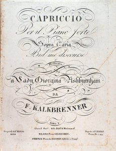 Title page of musical score of Capriccio by F Kalkbrenner by Anonymous Anonymous