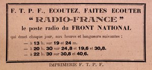 Tract of the FFI-FTPF Calling to Listen to Radio France, 