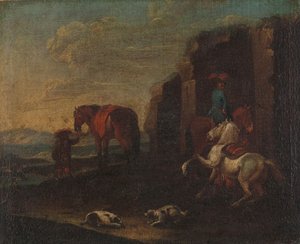 Travellers by a Ruin by Anonymous Anonymous