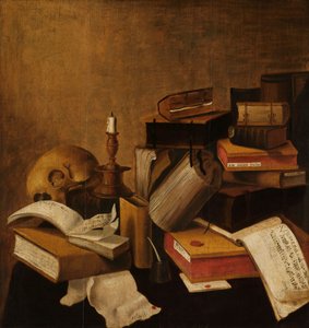 Vanitas Still Life with Books by Anonymous Anonymous