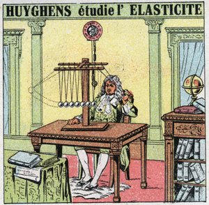 Vibratory Movements: Christiaan Huygens (1629-1695) Studies the Elasticity of the Material by Observing Ivory Beads. Anonymous Illustration from 1925. Private Collection by Anonymous Anonymous