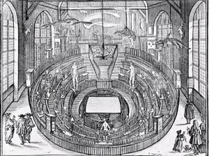 View of an anatomical theatre probably at Leiden University in the early 17th century by Anonymous Anonymous