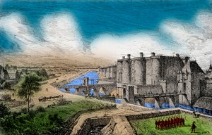 View of the Bastille with its surrounding walls under King Charles V the Wise