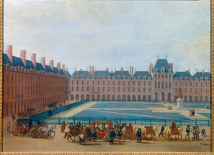 View of the Place Royale around 1660, passage of the carriage of King Louis XIV