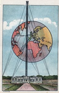 View of the continental station belonging to the T.S.F. station of Saint Assisi in France. Anonymous illustration from 1925. Private collection. by Anonymous Anonymous
