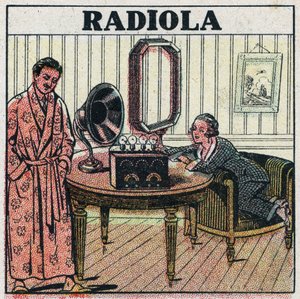 Wireless telephony: Radiola radio set. Anonymous illustration from 1925. Private collection. by Anonymous Anonymous