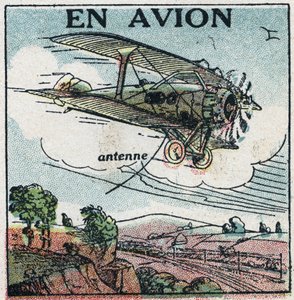 Wireless telephony: by plane. Anonymous illustration of 1925. Private collection. by Anonymous Anonymous