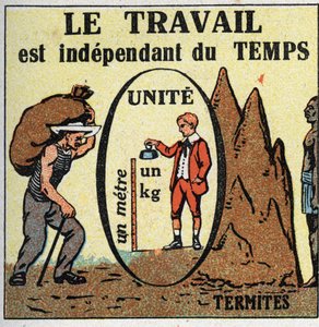 Work and power: work is time-dependent. Anonymous illustration from 1925. Private collection. by Anonymous Anonymous