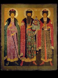 Saint Vsevolod Mstislavich, Prince of Pskov with Saints Boris and Gleb by Anonymous Russian icon painter